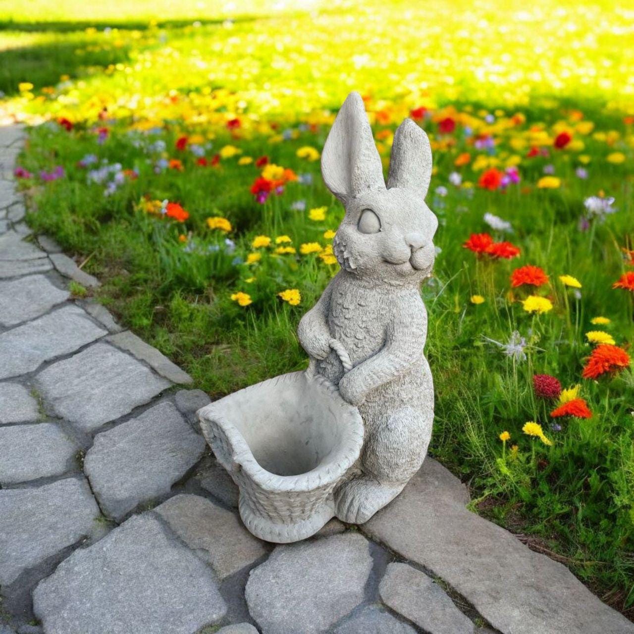 Concrete Garden Rabbit Decoration Stone Flowers Planter With Bunny