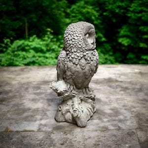 Barned Owl Figure Cement Night Owl Figurine Detailed Owl Bird Sculpture ...