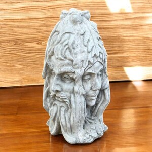 Four seasons faces rock Autumn and winter sides Garden statue Detailed fairy decoration Stone yard sculpture Cement figure for backyard