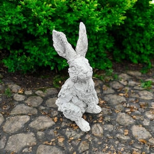 Wooden looking rabbit figure Standing rabbit Detailed bunny sculpture Wild animal decoration
