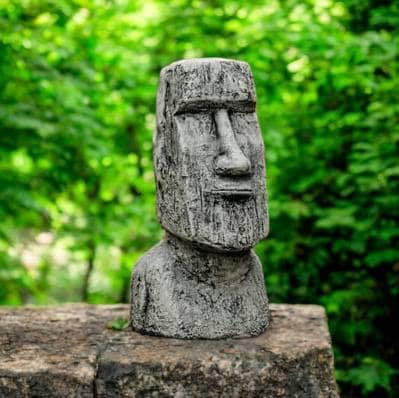 Statues Moaï De L'île De Pâques - Lot De 2 Têtes En Pierre Grise Pour Jardin
