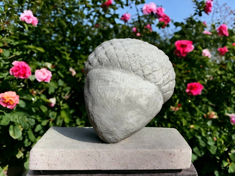 Concrete acorn statue Massive acorn nut figure Stone nut sculpture Autumn figurines for porch image 5