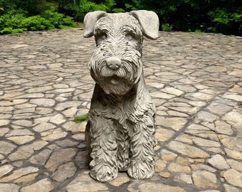 Sitting Schnauzer puppy figure Detailed Schnauzer dog sculpture Realistic Schnauzer puppy memorial Dog lovers gift statuary