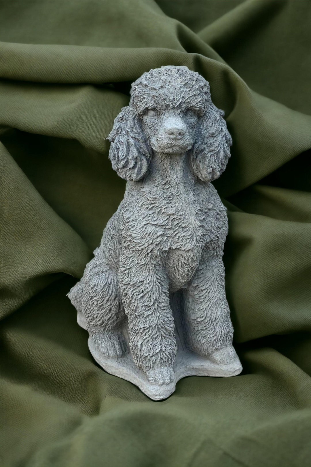 Concrete Poodle Statue Sitting Poodle Dog Memorial Outdoor Garden