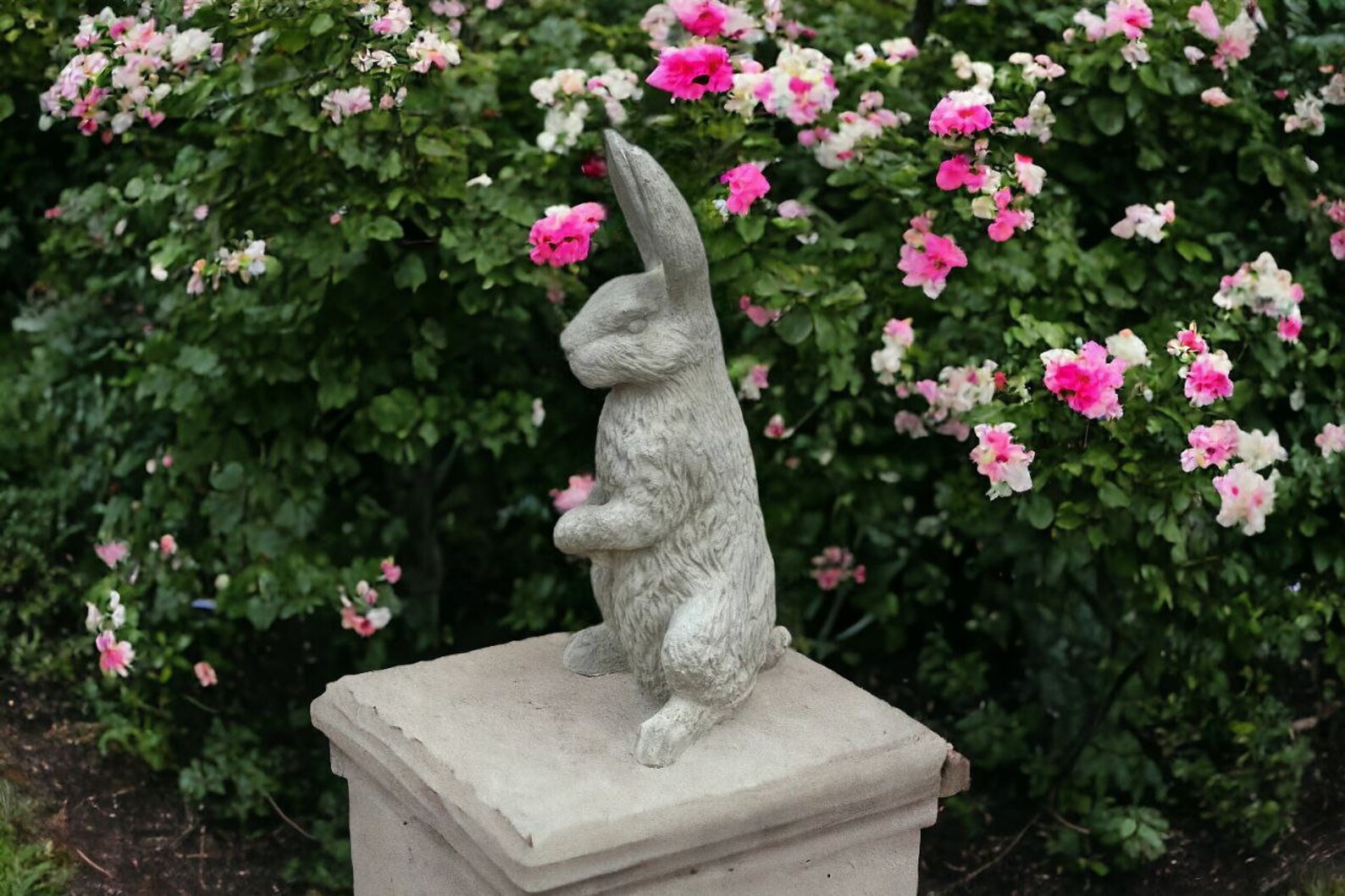 Massive Rabbit Garden Statue Concrete Bunny With Long Ears Figure ...