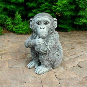 Concrete Chimpanzee figure Sitting Monkey statue African Chimpanzee sculpture Wild animal decoration Garden monkey stone figurine