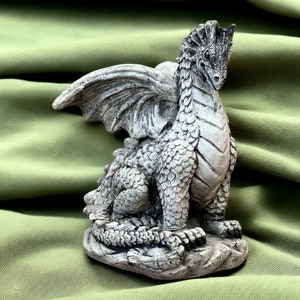 Sitting dragon statue Concrete zen garden figure Asian dragon sculpture Outdoor Japanese figurine