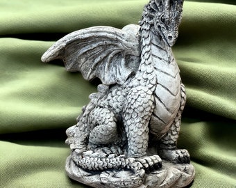 Sitting dragon statue Concrete zen garden figure Asian dragon sculpture Outdoor Japanese figurine