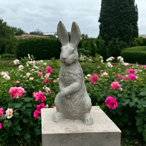 Massive Rabbit garden statue Concrete Bunny with long ears figure Outdoor Easter decor Yard Animal Sculptures Detailed Rabbit Gift