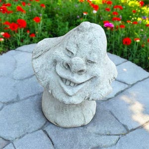 Happy mushroom face Concrete toadstool statue Massive fairy mushroom sculpture Backyard mushroom Garden decoration