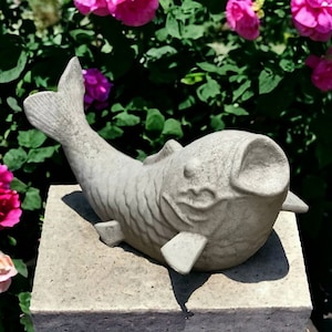 Concrete fish Koi sculpture Detailed fish garden statue Indoor or outdoor nautical decoration Gift idea for porch