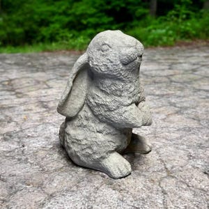 Lop bunny statue Concrete rabbit sculpture Detailed bunny figure Ears down rabbit Easter decoration gift