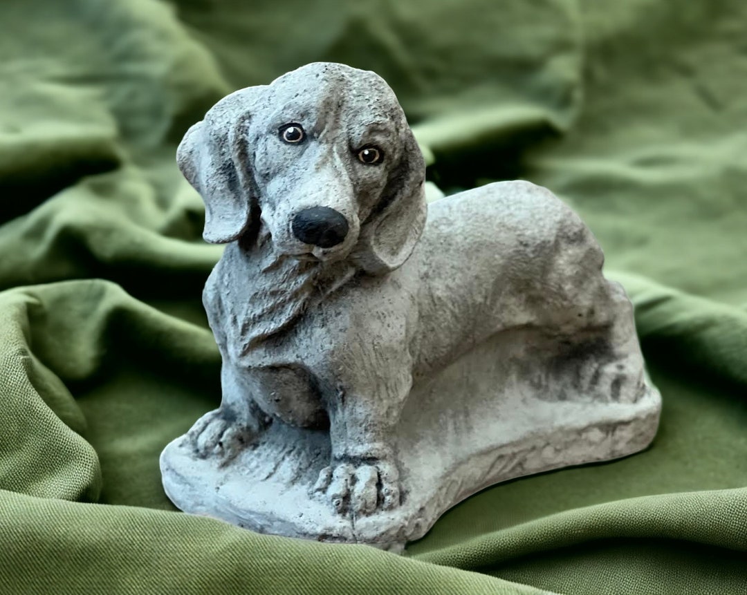 Dachshund Puppy on Basement Figurine Detailed Dachshund Dog Statue