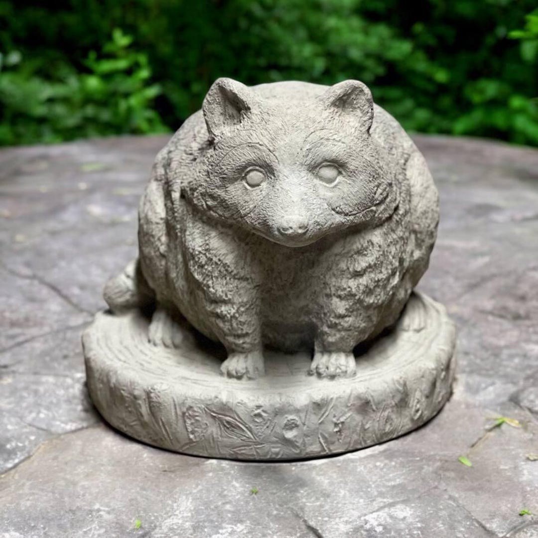 Three Raccoon Statue Sitting Raccoon Statue Detailed Wild Raccoon Sculpture Wild Animals Art ...