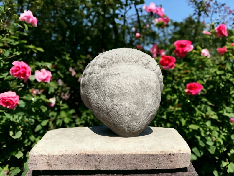 Concrete acorn statue Massive acorn nut figure Stone nut sculpture Autumn figurines for porch image 3