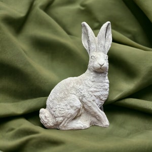 Sitting rabbit with big ears statue Concrete rabbit sculpture Easter style garden decoration