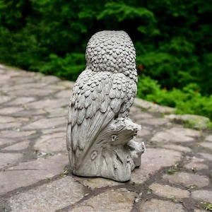 Barned Owl Figure Cement Night Owl Figurine Detailed Owl Bird Sculpture ...