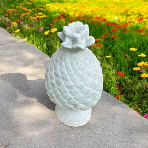 Pineapple finial for patio or garden statue Stone pineapple figure Detailed cement art Tropical pineapple sculpture
