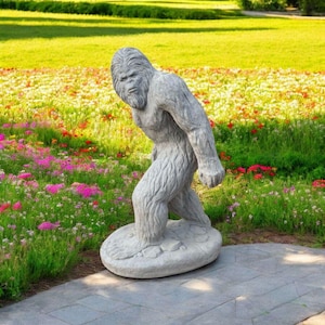 Massive Bigfoot figure Winter style sculpture Snowman on base statuary Outdoor cement Bigfoot large Bigfoot Garden stone decoration