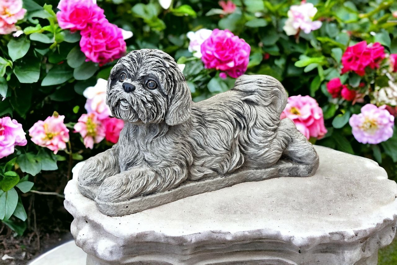 Resting Shih Tzu Dog Concrete Shih Tzu Puppy Statue Outdoor