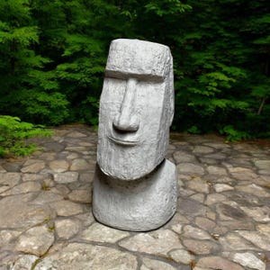 Moai Head Sculpture Cement Moai Head Figure Easter Island Figurine ...