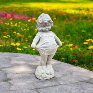 Beautiful girl statue Massive standing kid sculpture Girl figurine Concrete girl in dress statuary Cement garden art