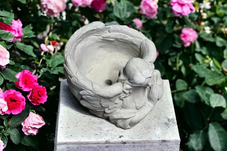 Angel Bust Planter Figure Concrete Flowers Pot Statue Garden or ...