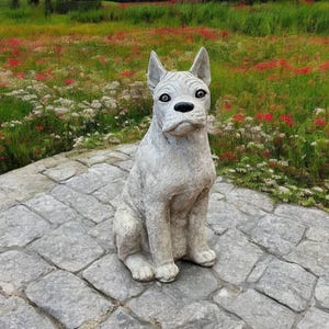 Boxer dog statue Sitting Boxer puppy figure Pet memorial cement figurine Concrete Boxer dog sculpture Dogs lovers sympathy gift