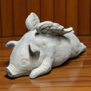 Flying pigs statue When pigs flying figure Concrete pig laying sculpture Outdoor yard art Cement pig Farmhouse garden figurine
