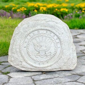 United states navy statue Navy figurine USA soldier sculpture Outdoor memorial rock Veteran army concrete grave marker Memorial gift