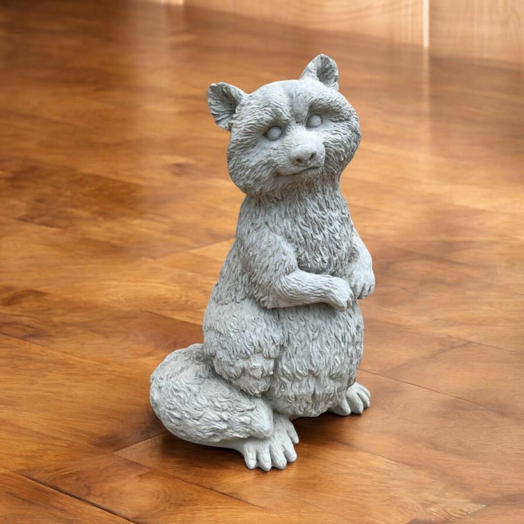 Standing Raccoon Statue Wild Forest Animal Figurine Realistic Massive ...