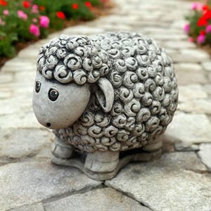 Standing Sheep figurine Painted lamb figure Sheep sculpture Detailed lamb figure Farmhouse decoration Farm stone animal statue