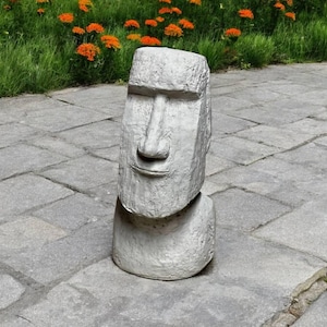 Easter Island figure Large head statue Massive moai head sculpture Fairy art for backyard or house