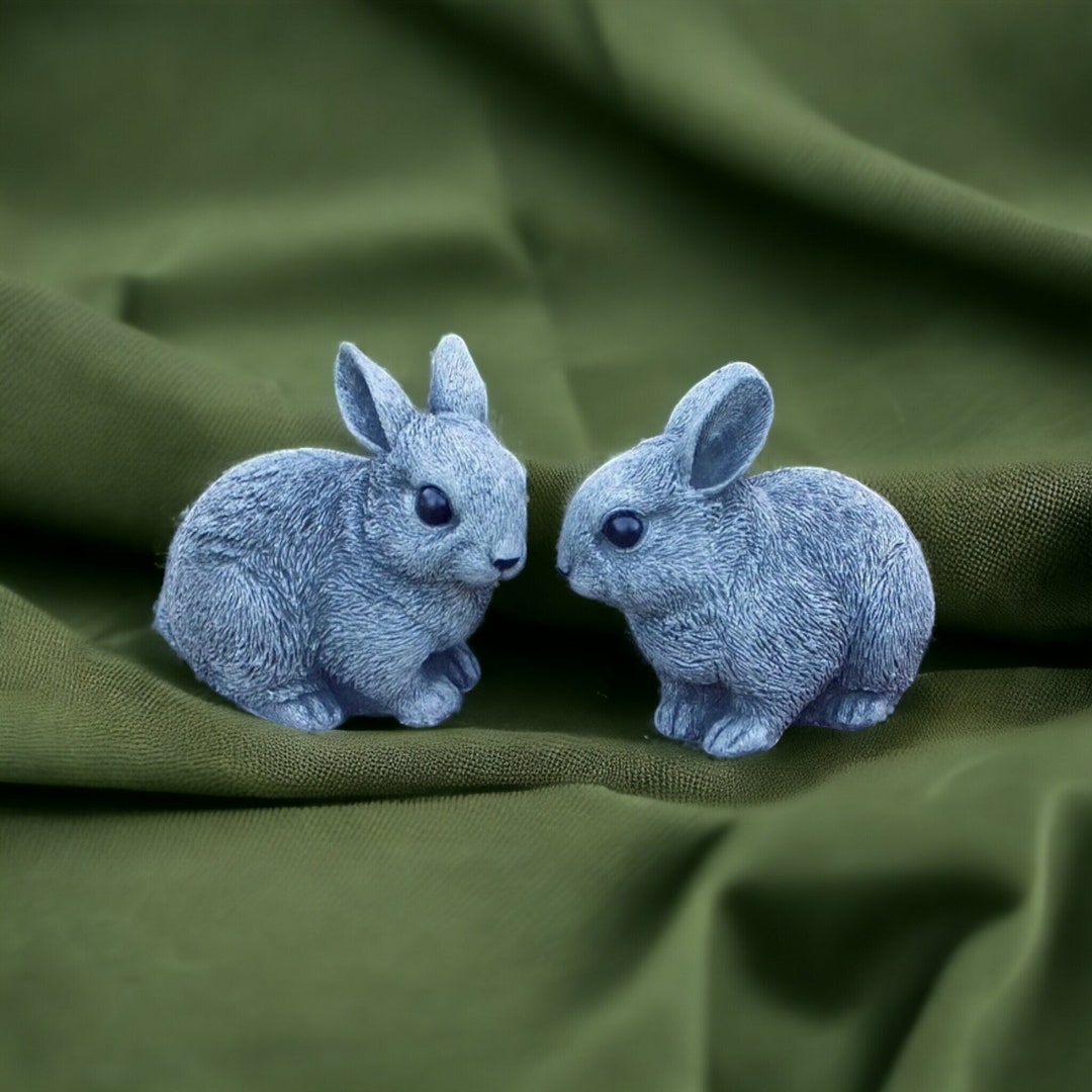 Two Sitting Rabbits Statue Left and Right Bunnies Figure Rabbits With ...