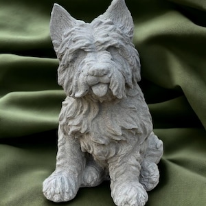 Sitting Scottie dog statue Detailed Scottie resiting figure Outdoor Scottish terrier memorial figurine