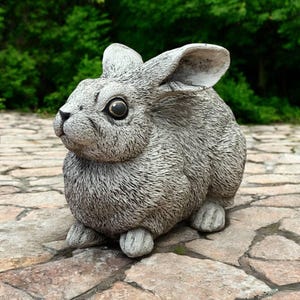 Rabbit with ears down figure Enchanted bunny statue Wild animal style sculpture Outdoor or indoor decoration
