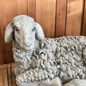 Detailed lamb statue Summer style garden figure Outdoor yard art Cement sheep Ears down statuary Farmhouse animal decoration