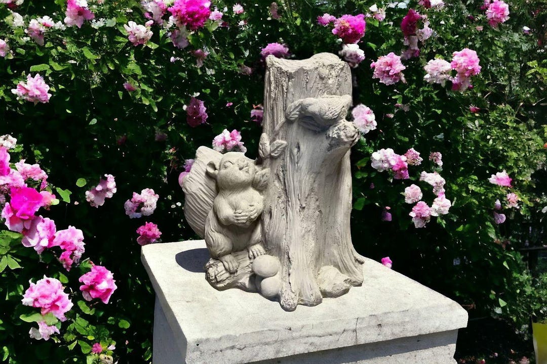 Squirrel on Stump Figure Detailed Squirrel Sculpture Wild Animal ...