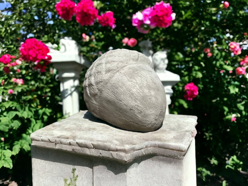 Concrete acorn statue Massive acorn nut figure Stone nut sculpture Autumn figurines for porch image 1