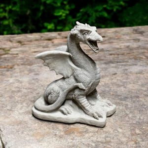 Large dragon statue Massive dragon with open mouth sculpture Cement Asian dragon figurine Dragon on base
