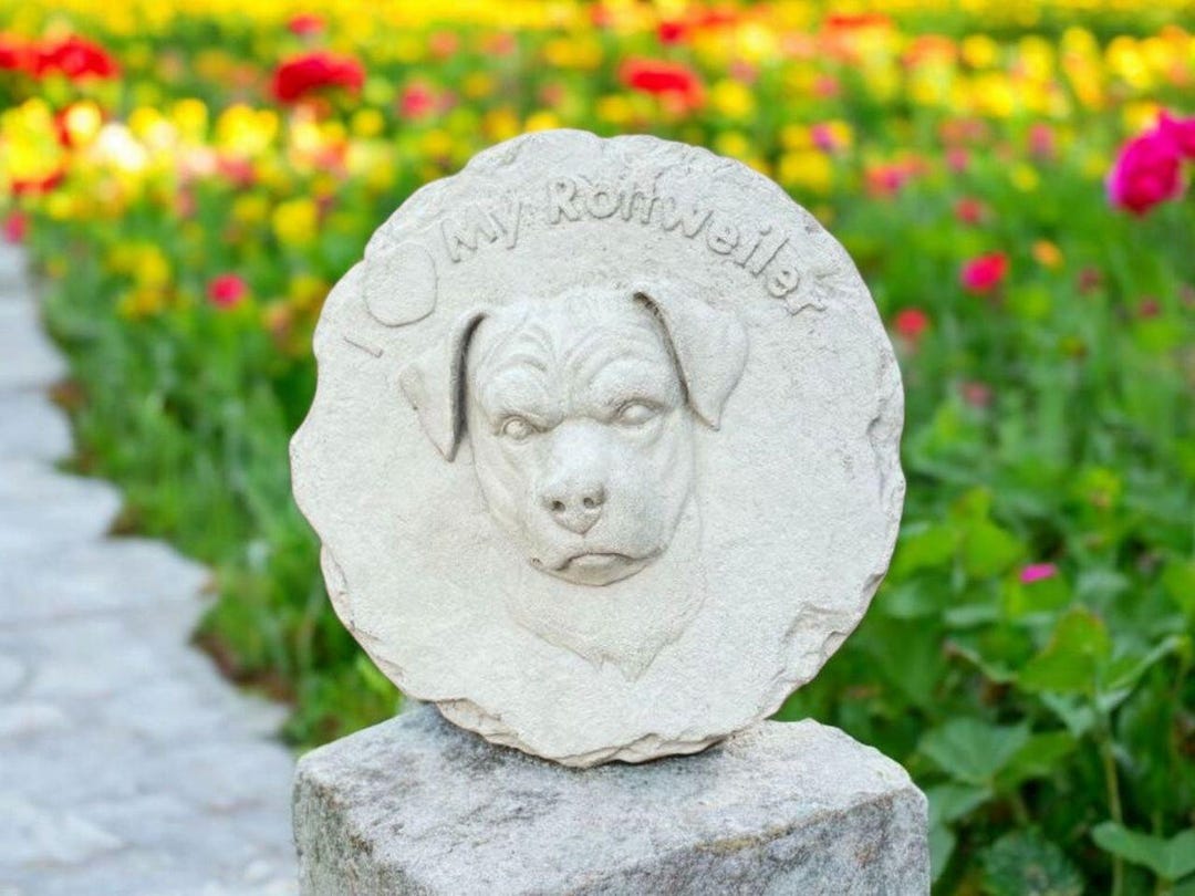 I Love My Rottweiler Rock Statue for Wall Hanging Figure Rounded Pet ...