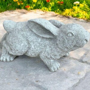 Lop bunny statue Wild rabbit figurine Running bynny sculpture Easter rabbit porch decoration Wild animal statuary Furry bunny