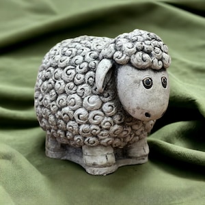 Sheep Shaun statue Shaun The Sheep sculpture Detailed lamb figure Concrete farm animal figurine