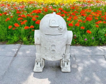 Movie style decoration Concrete robot sculpture Stone statue Standing cement robot Detailed robot figurine Great idea for gift Figures lover