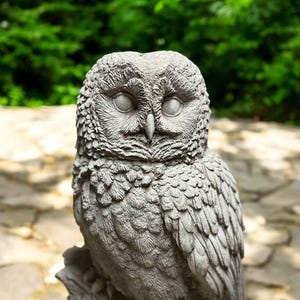 Barned Owl Figure Cement Night Owl Figurine Detailed Owl Bird Sculpture ...