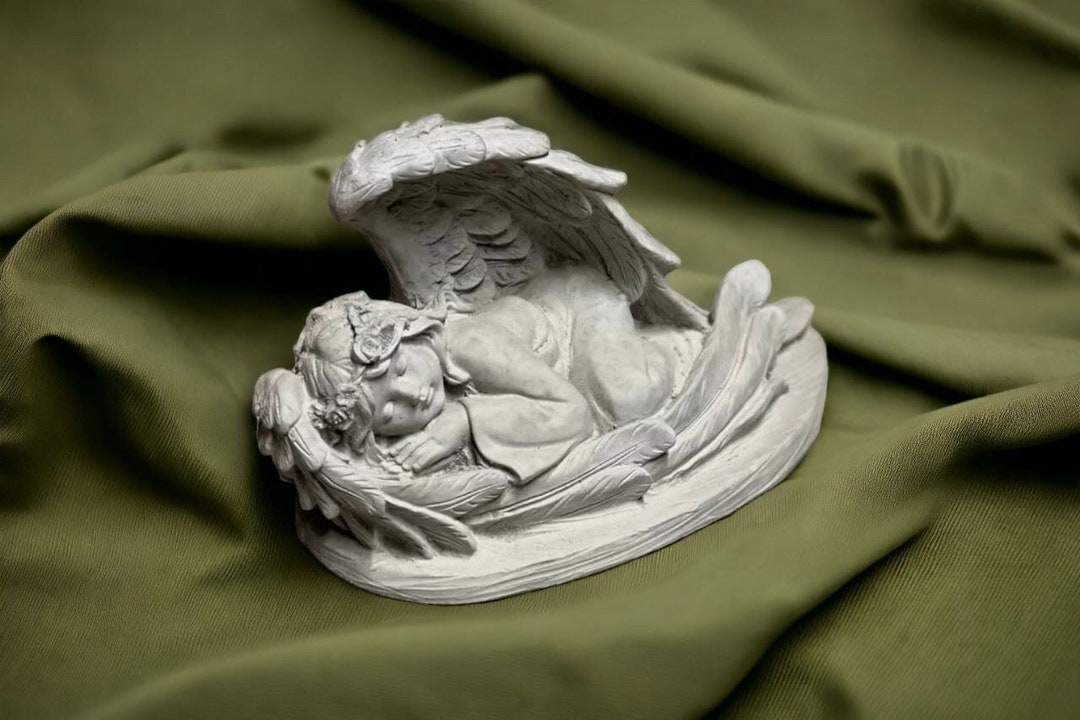 Sleeping in Wings Statue Concrete Laying Angel Figure Religious Outdoor ...
