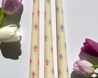 Hand Painted candles • Pastel candle • Floral candle • painted candles • Hand painted candle • Table decoration • Home decor • Gift for her