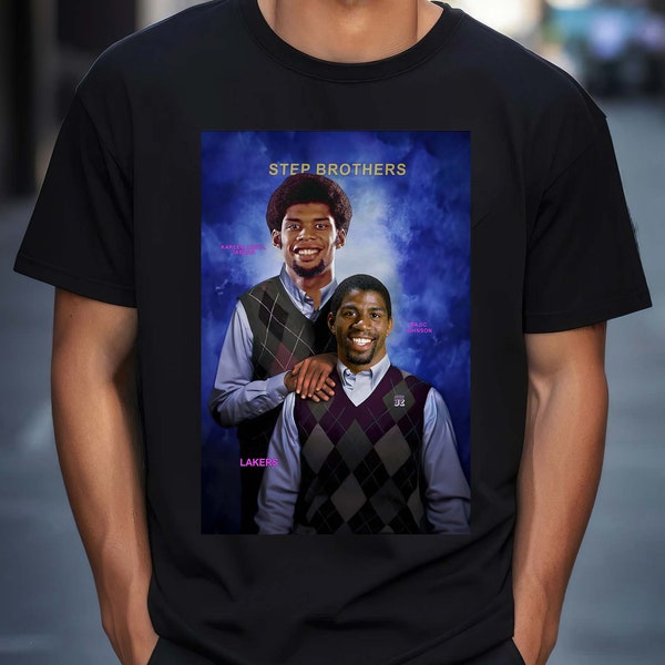 Magic Johnson Kareem Abdul Jabbar Step Brothers Funny T-Shirt Fathers Day Gifts Basketball Fan Gift Gift for Him Birthday Gift Fathers Gift