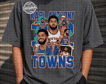 Karl-Anthony Towns Knicks Vintage NBA Shirt Basketball Grafik-T-Shirt Streetwear