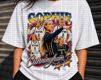Grafik-T-Shirt mit Sophie Cunningham Point Signature, Vintage Fever Fangeschenk, Damen-Basketball-T-Shirt